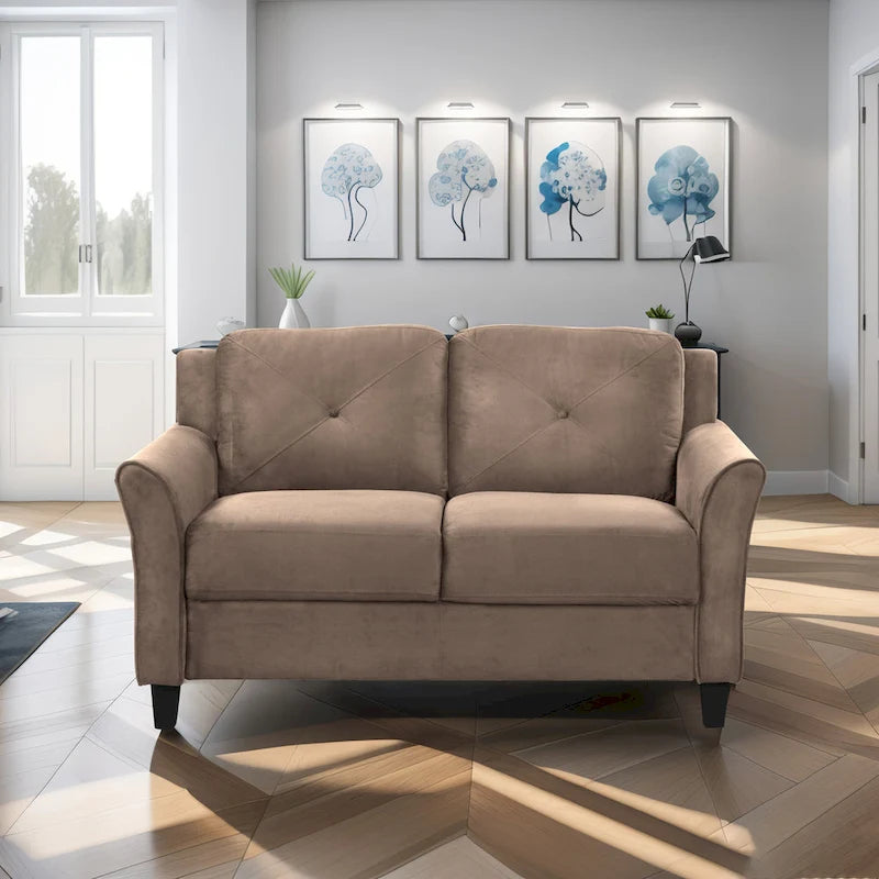 74.9 Polyester 3-Seater Sofa with Wood Frame, High Elastic Sponge Cushion