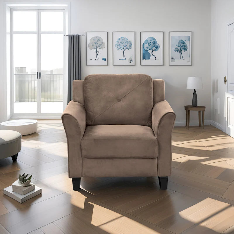 74.9 Polyester 3-Seater Sofa with Wood Frame, High Elastic Sponge Cushion