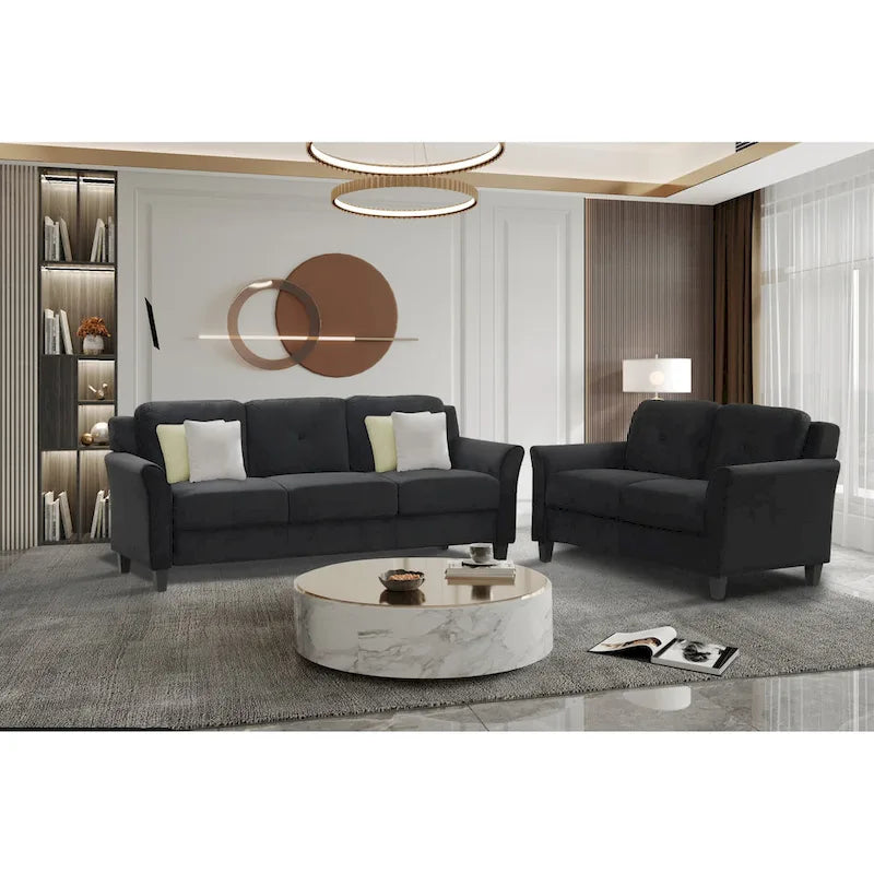 74.9 Polyester 3-Seater Sofa with Wood Frame, High Elastic Sponge Cushion