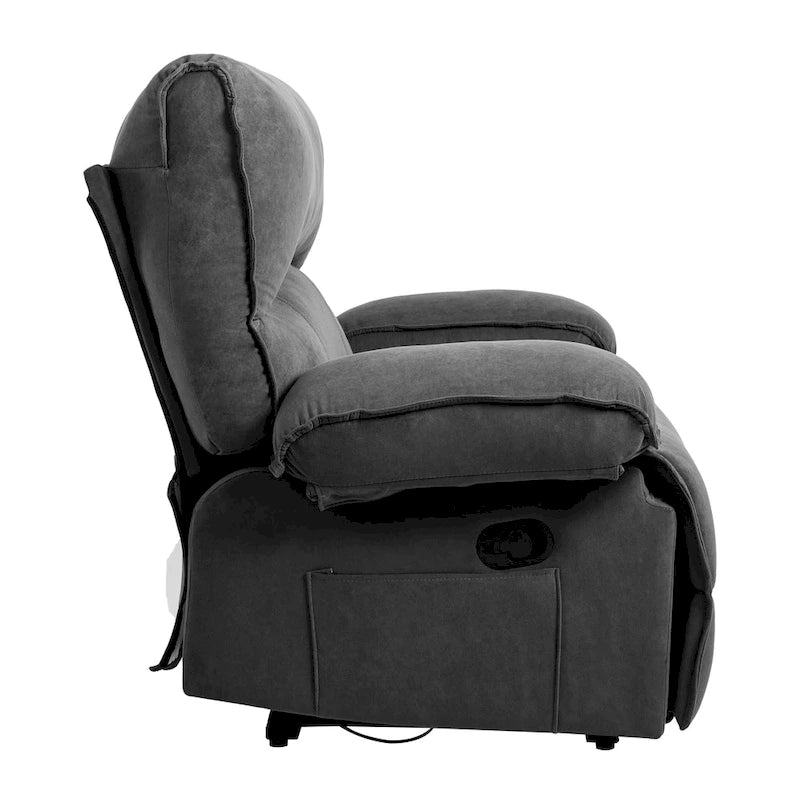 Oversized Velvet Recliner with Massage, Heating, Lumbar Pillow