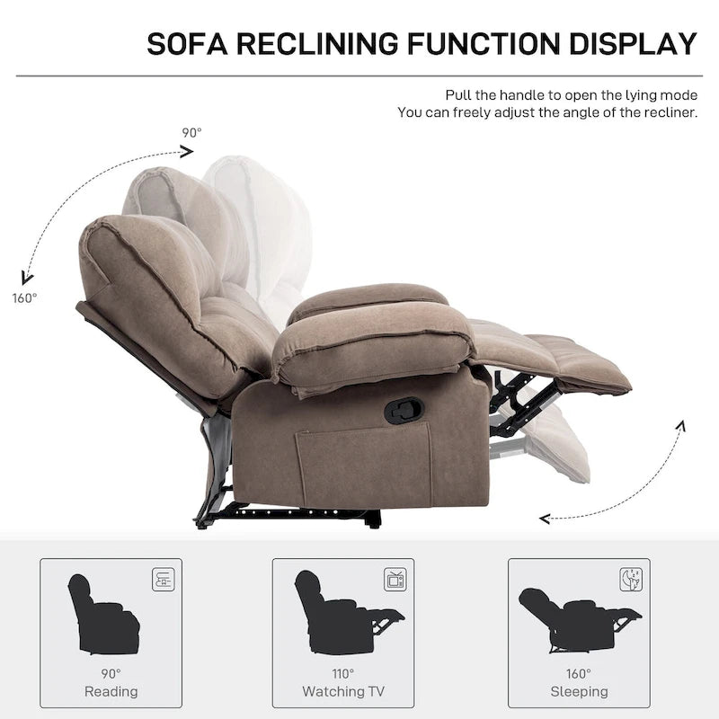 Oversized Velvet Recliner with Massage, Heating, Lumbar Pillow