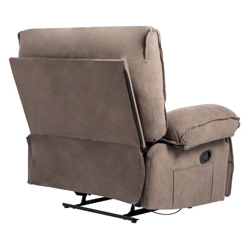 Oversized Velvet Recliner with Massage, Heating, Lumbar Pillow