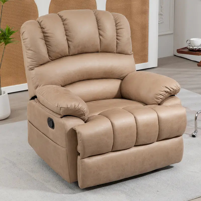 Large Manual Recliner Chair in Fabric for Living Room