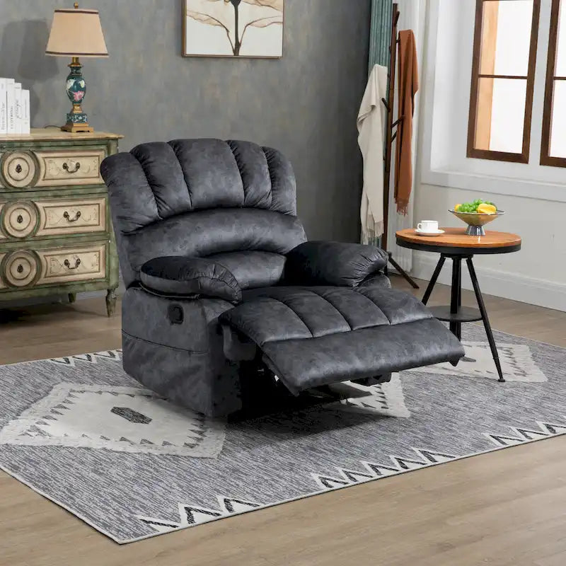 Large Manual Recliner Chair in Fabric for Living Room