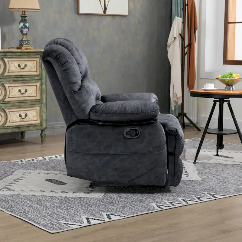 Large Manual Recliner Chair in Fabric for Living Room