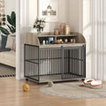 Gabbia per cani di grandi dimensioni da 44, resistente, integrabile con mobili, per cani grandi e medi, con ruote bloccabili, cuccia in legno per cani