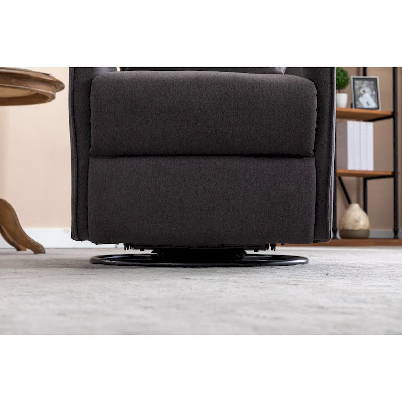 Cotton Linen Fabric Swivel Rocking Chair Glider Rocker Recliner Nursery Chair with Adjustable Back and Footrest
