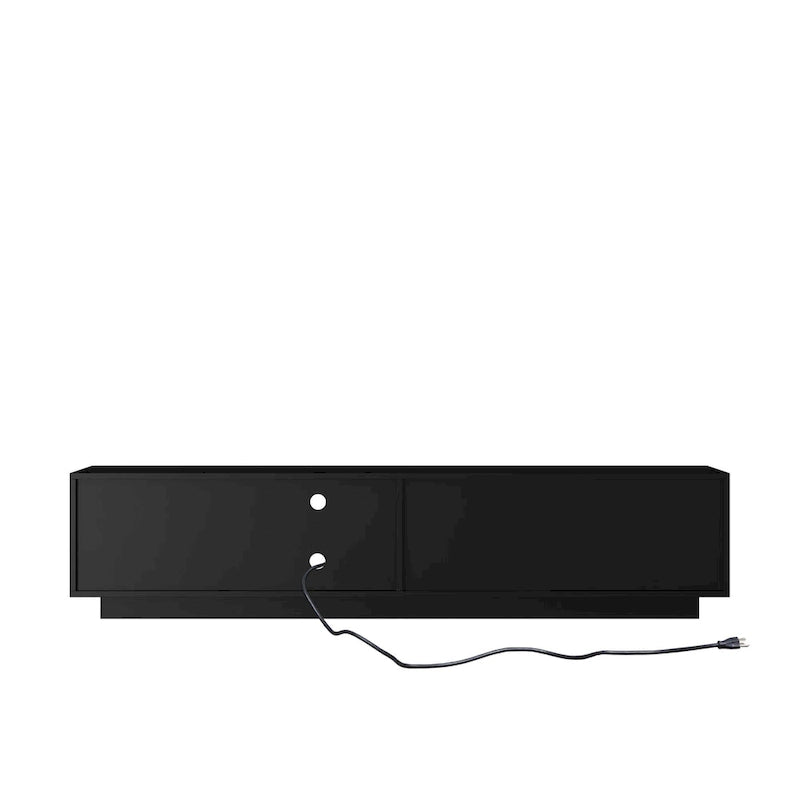 Mobile TV nero da 65 in stile metà secolo con luci LED e contenitore per TV fino a 60