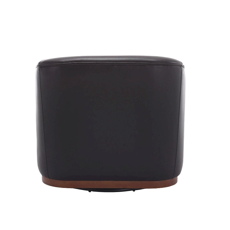 Black PU 31.5 Swivel Barrel Chair with Metal Base