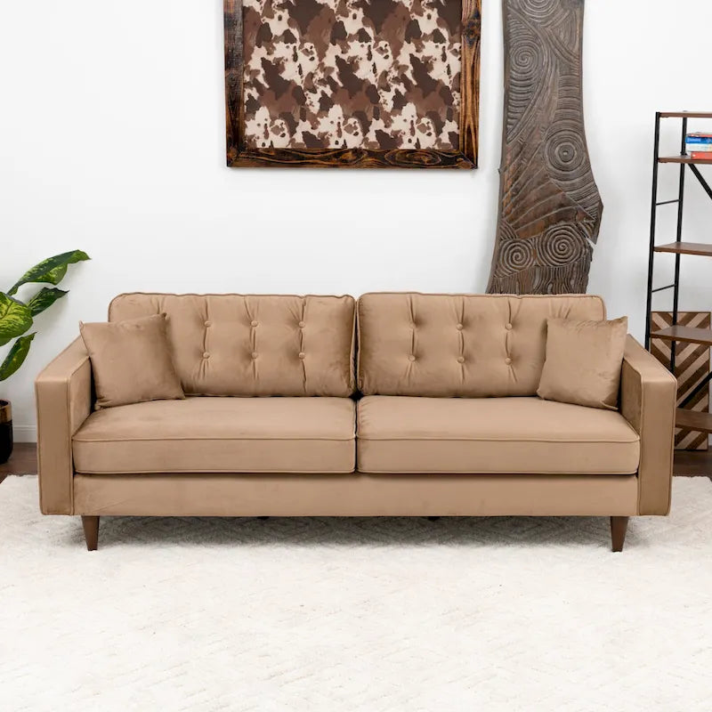 Samtsofa im Mid-Century-Modern-Möbelstil für das Wohnzimmer