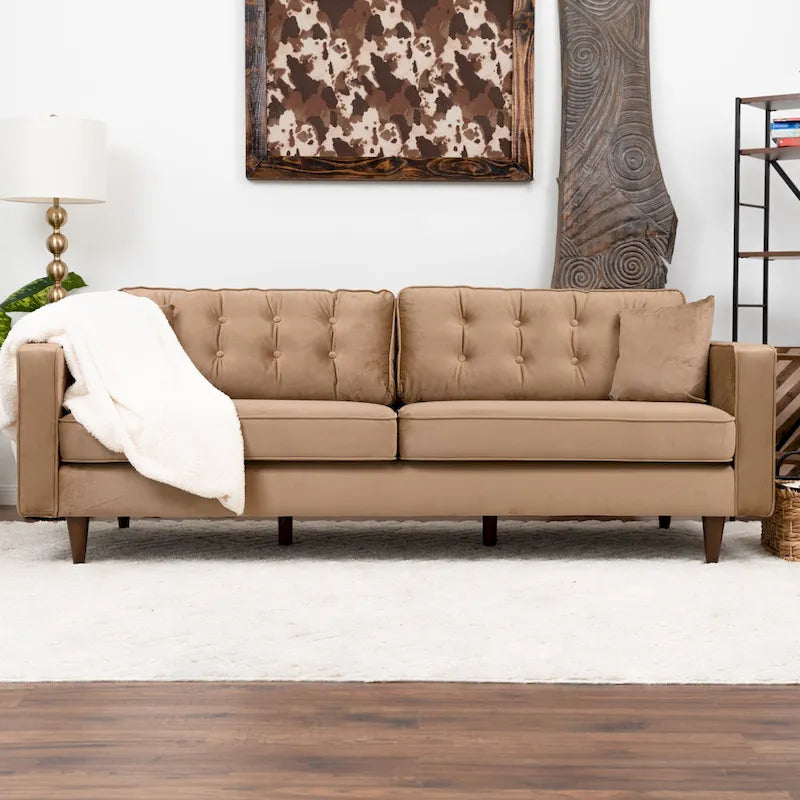 Samtsofa im Mid-Century-Modern-Möbelstil für das Wohnzimmer