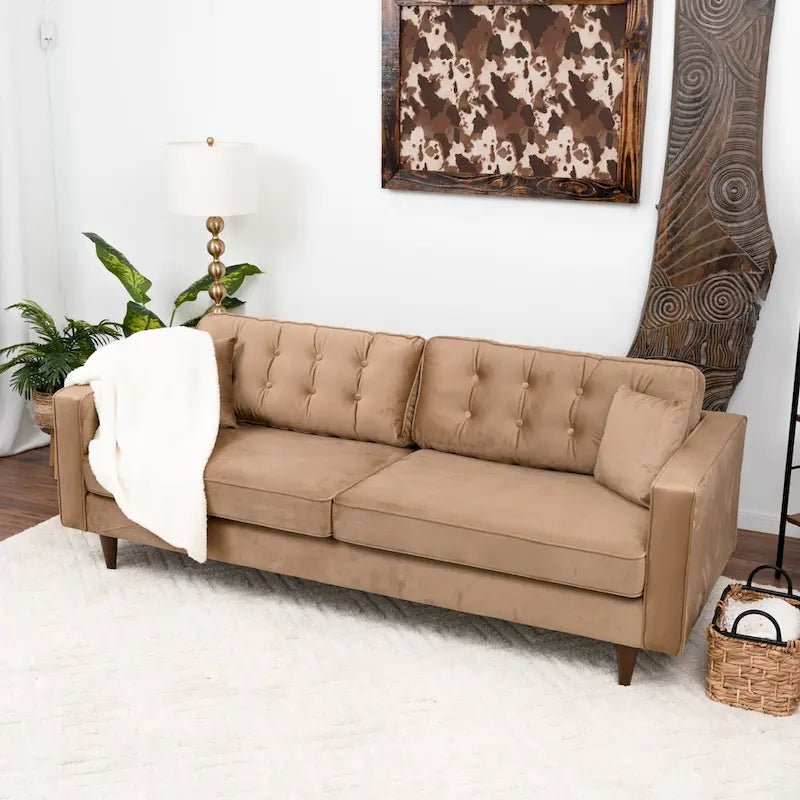 Samtsofa im Mid-Century-Modern-Möbelstil für das Wohnzimmer