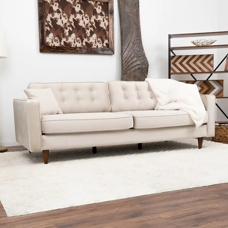 Samtsofa im Mid-Century-Modern-Möbelstil für das Wohnzimmer