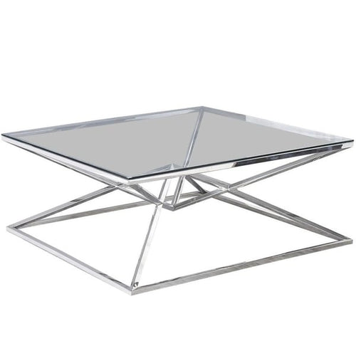 Best Master Furniture Angled Stainless Steel Square Coffee Table