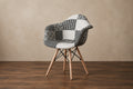 Mid-Century Modern Style Fabric Lined Armchair with Beech Wooden Legs