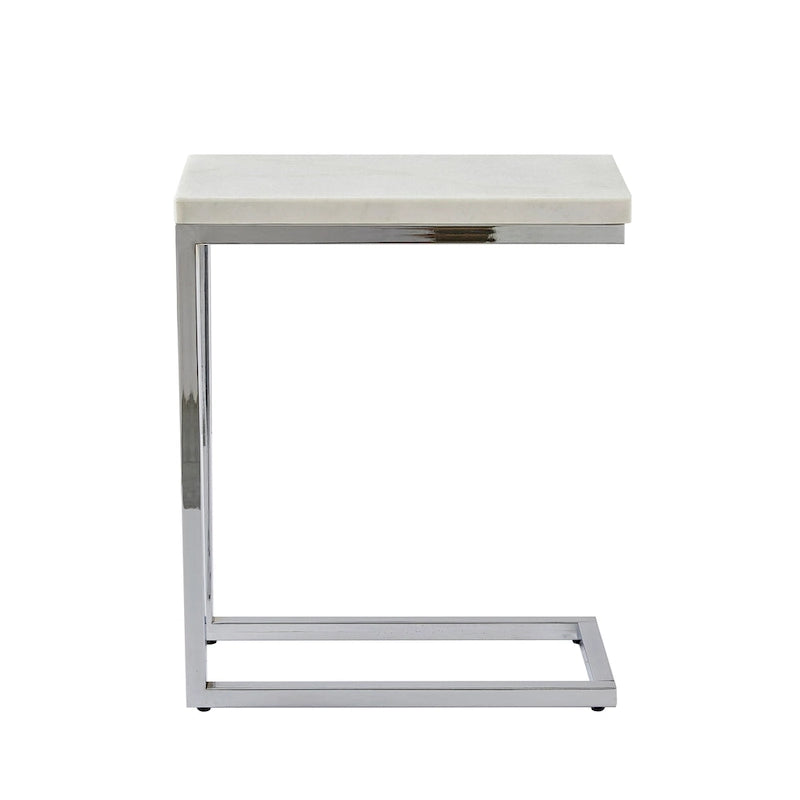 White Marble Top Chairside Table