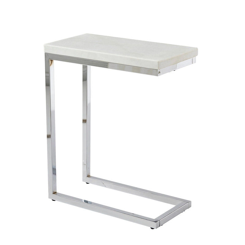 White Marble Top Chairside Table