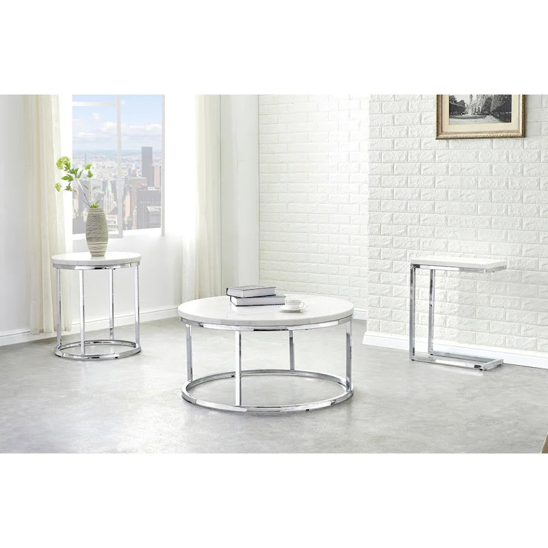 White Marble Top Chairside Table