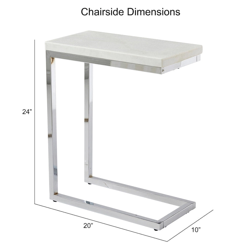 White Marble Top Chairside Table