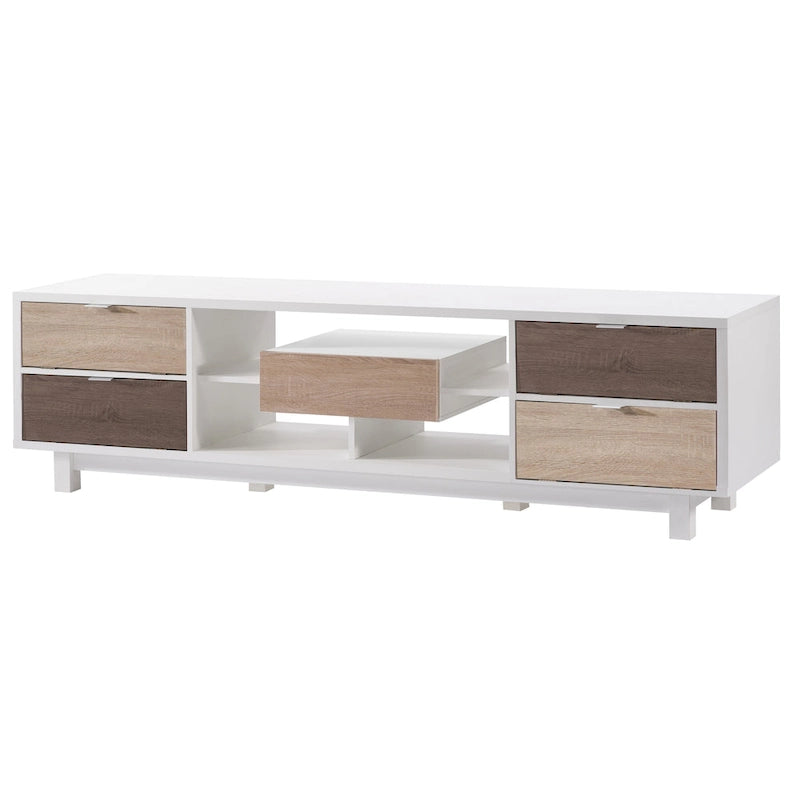 Consolle TV moderna bianca in legno da 70 pollici con 2 cassetti di