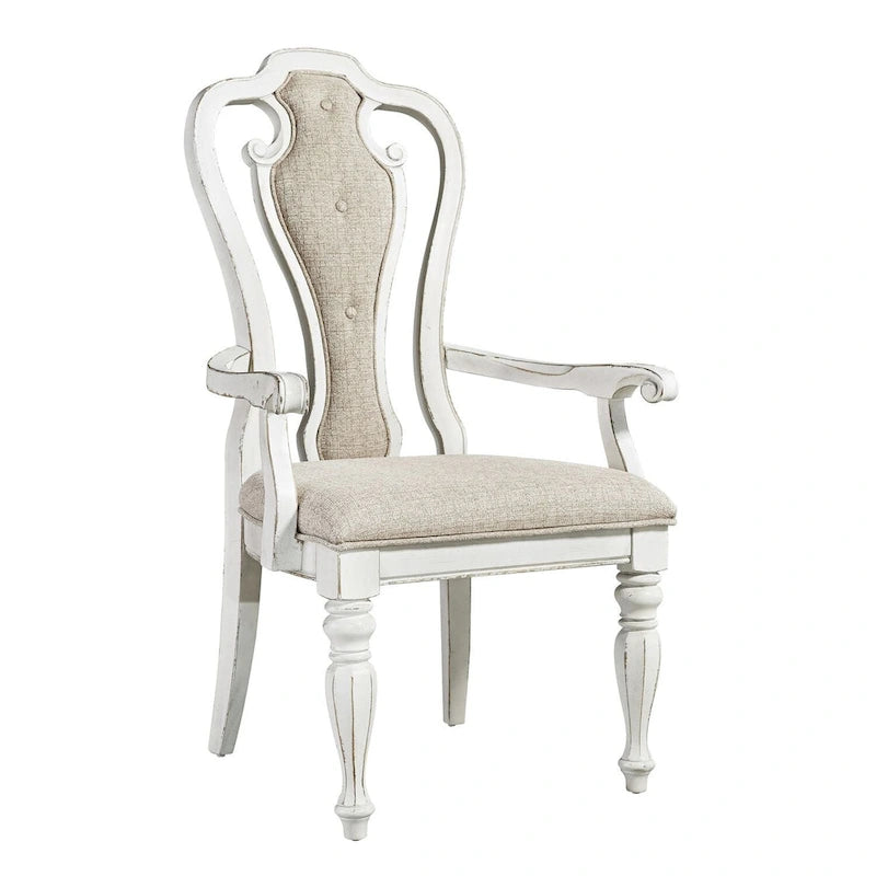 Antique White Weathered Bark Splat Back Uph Arm Chair (Set of 2)