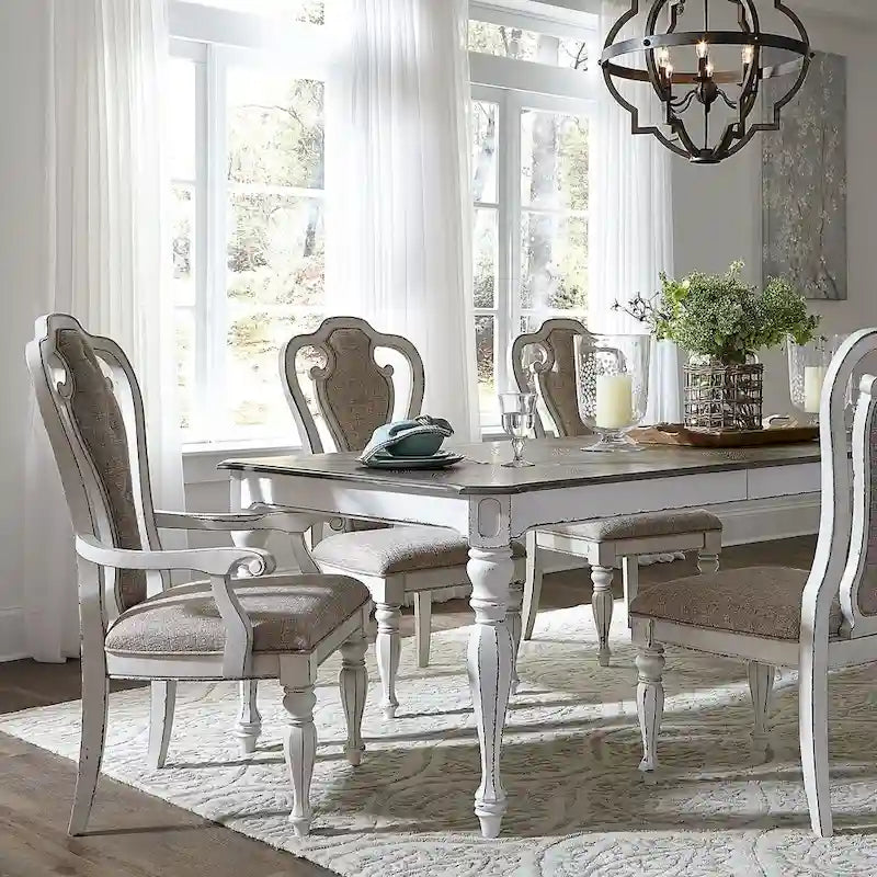 Antique White Weathered Bark Splat Back Uph Arm Chair (Set of 2)