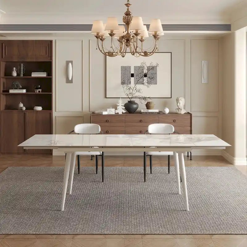 94.48 Rectangular Extendable Sintered Stone Dining Table