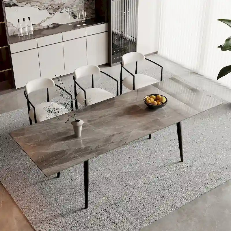 94.48 Rectangular Extendable Sintered Stone Dining Table