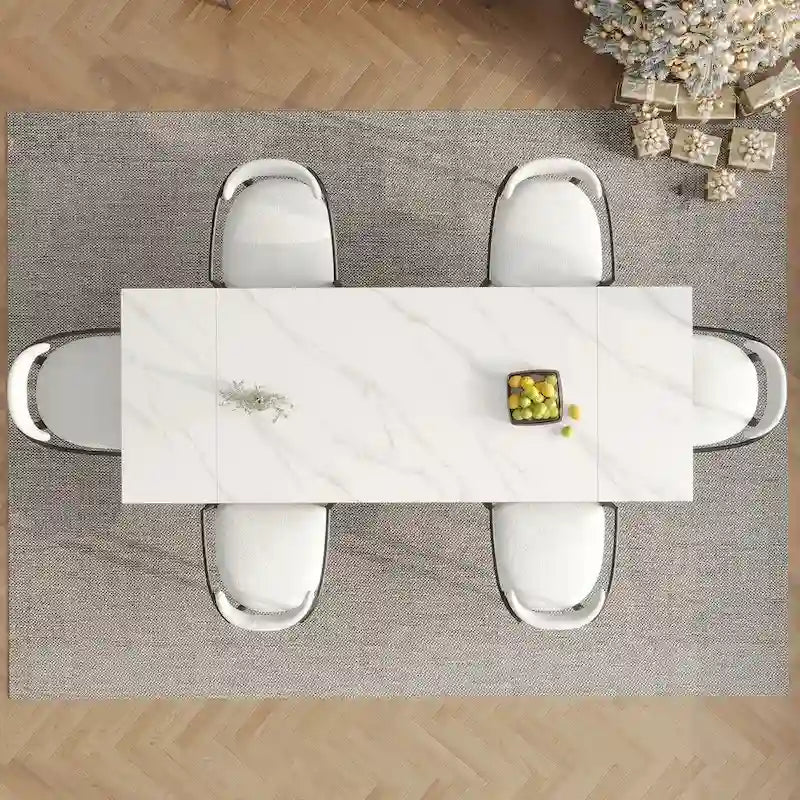 94.48 Rectangular Extendable Sintered Stone Dining Table