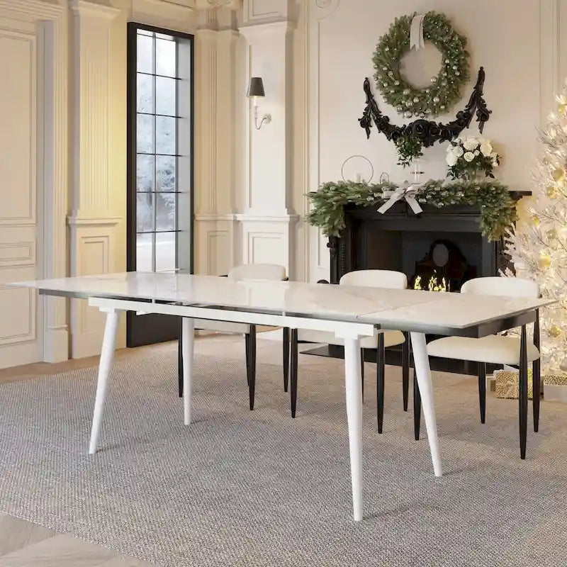 94.48 Rectangular Extendable Sintered Stone Dining Table