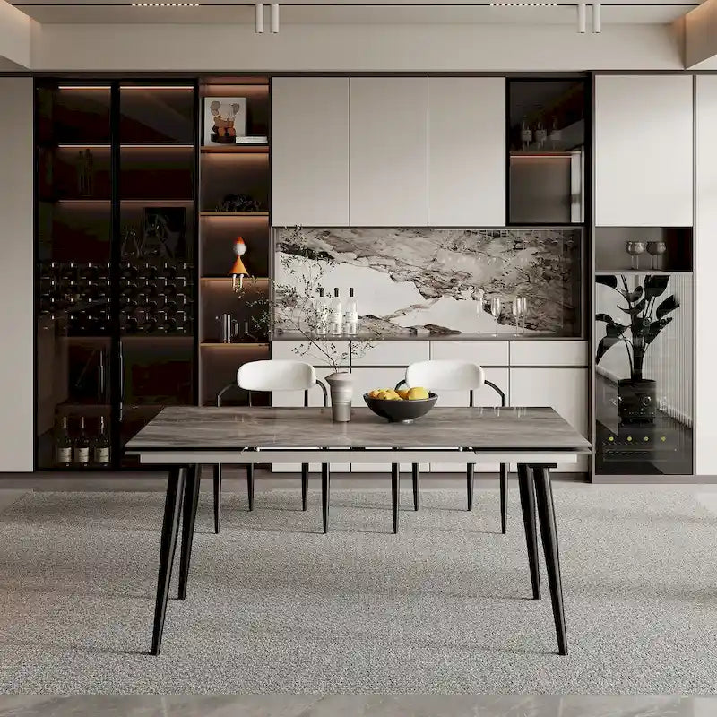 94.48 Rectangular Extendable Sintered Stone Dining Table