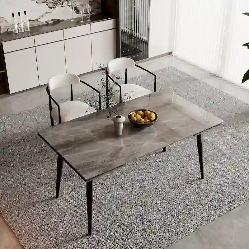 94.48 Rectangular Extendable Sintered Stone Dining Table