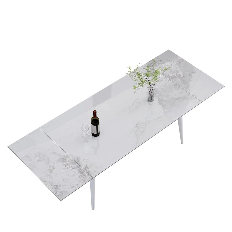 94.48 Rectangular Extendable Sintered Stone Dining Table