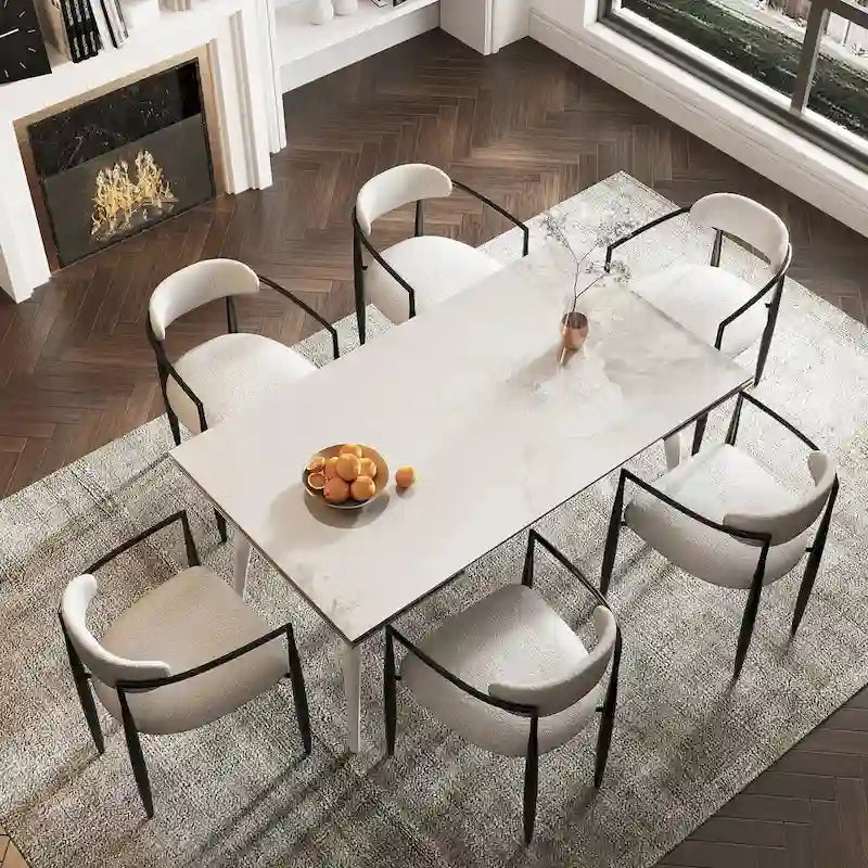 94.48 Rectangular Extendable Sintered Stone Dining Table