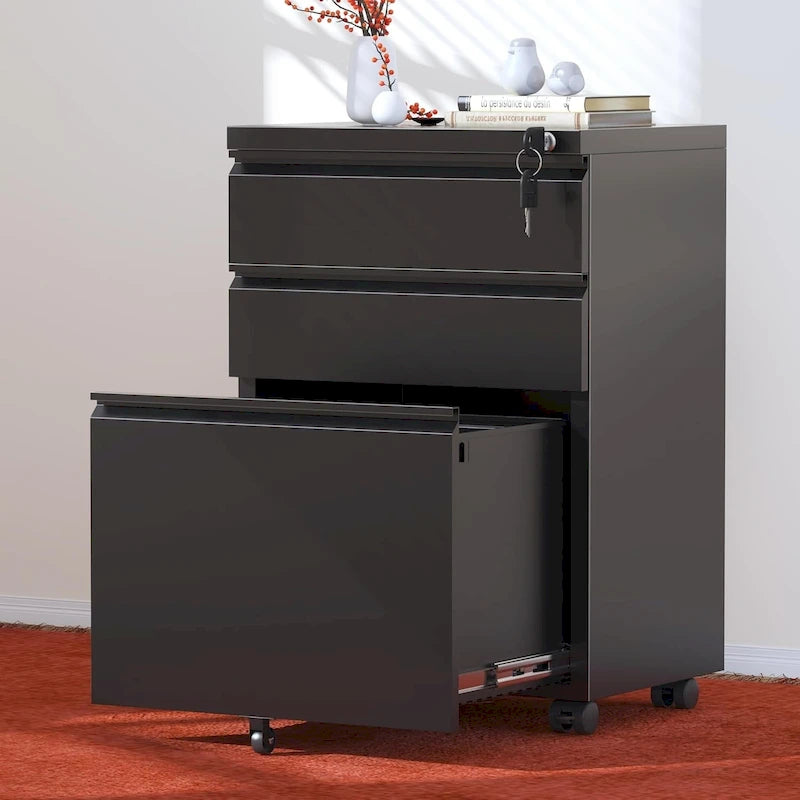 3 Drawer Mobile File Cabinet Lockable Storage Cabinet