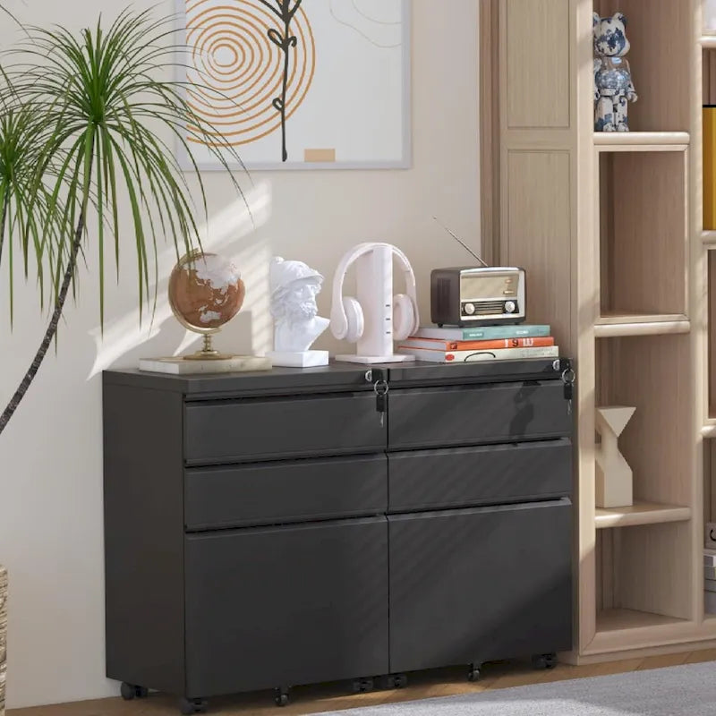 3 Drawer Mobile File Cabinet Lockable Storage Cabinet