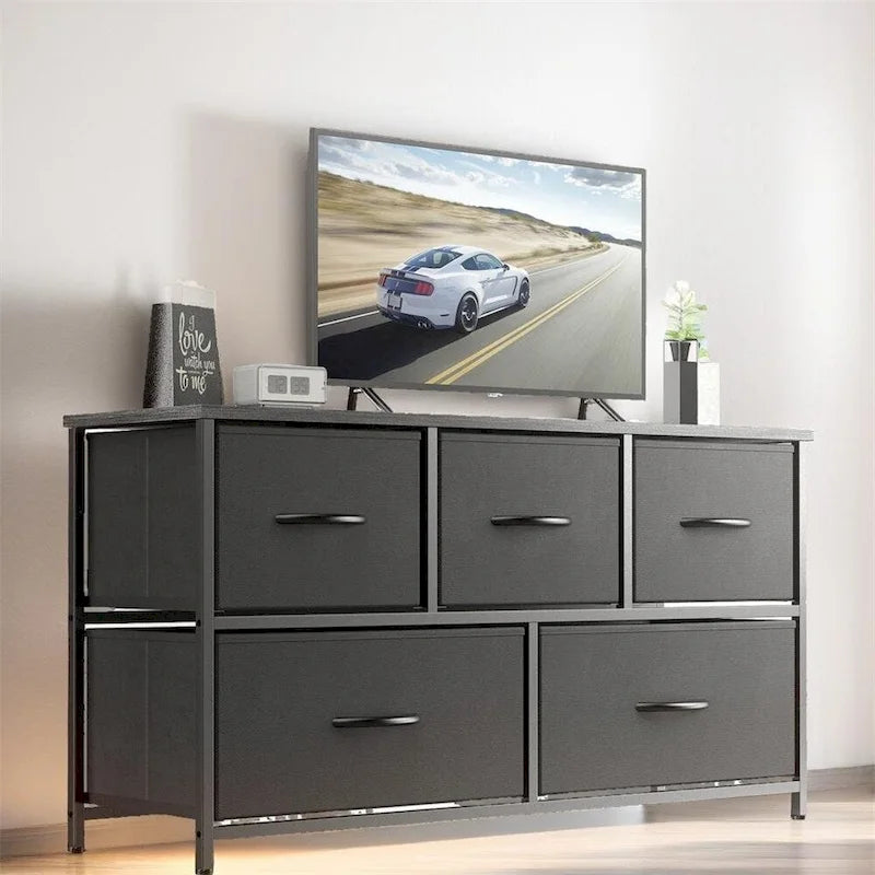 Storage Dresser with 5 Drawers and Anti-Tipping Accessories