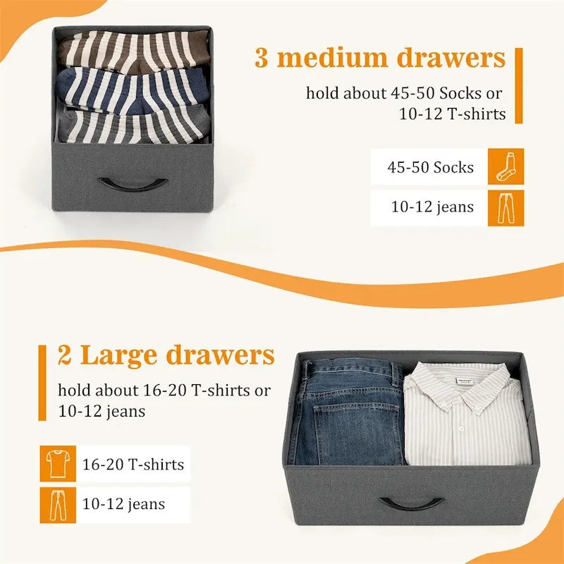 Storage Dresser with 5 Drawers and Anti-Tipping Accessories