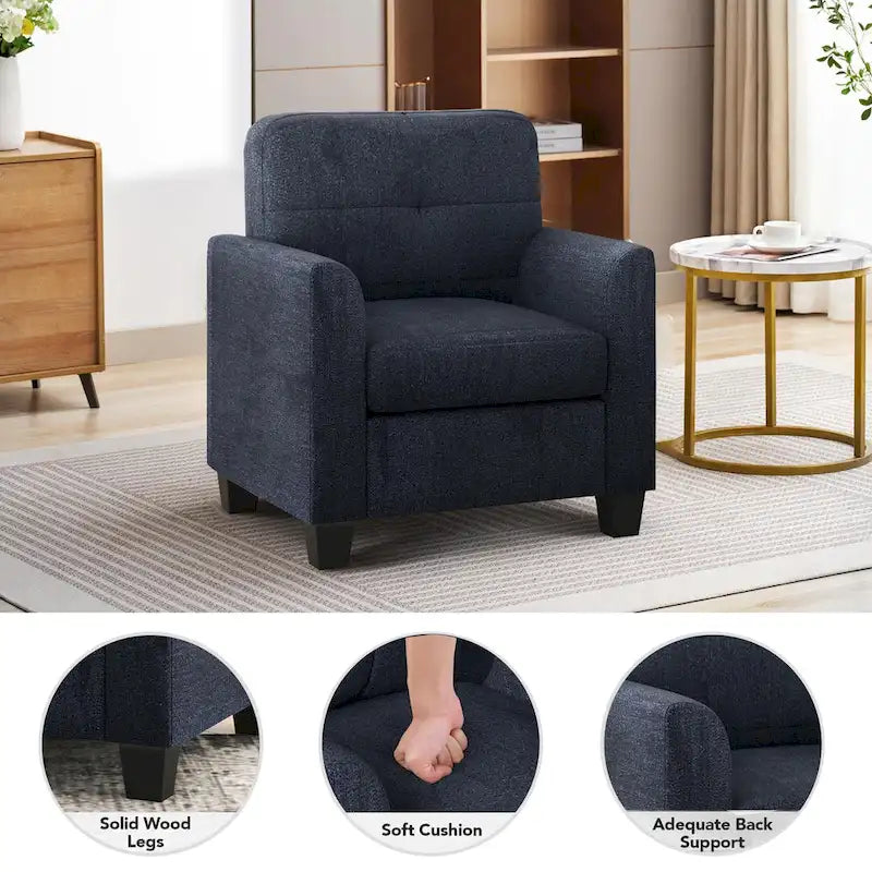 Mid-Century Upholstered Accent Chair Single Sofa with Armrest - 32.5Lx28.9Wx36.2H