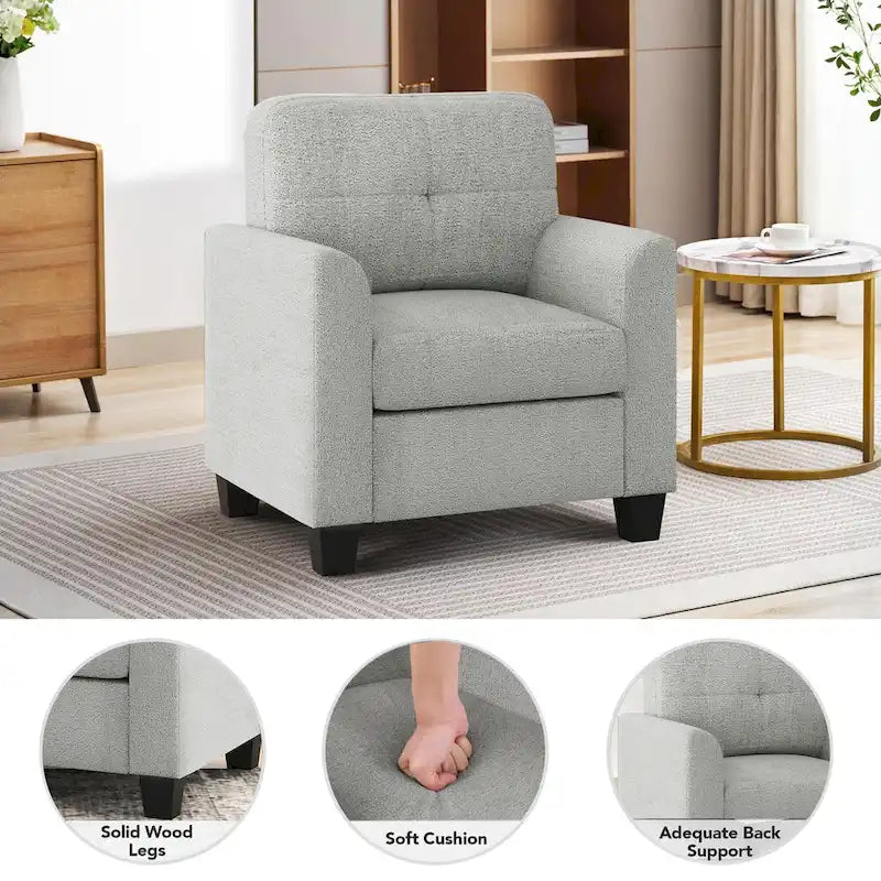 Mid-Century Upholstered Accent Chair Single Sofa with Armrest - 32.5Lx28.9Wx36.2H