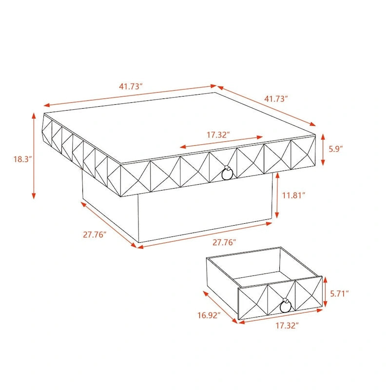 Vintage Style Coffee Table for Living Room