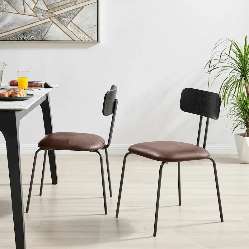 Sedia laterale da pranzo in PU (set di 4)