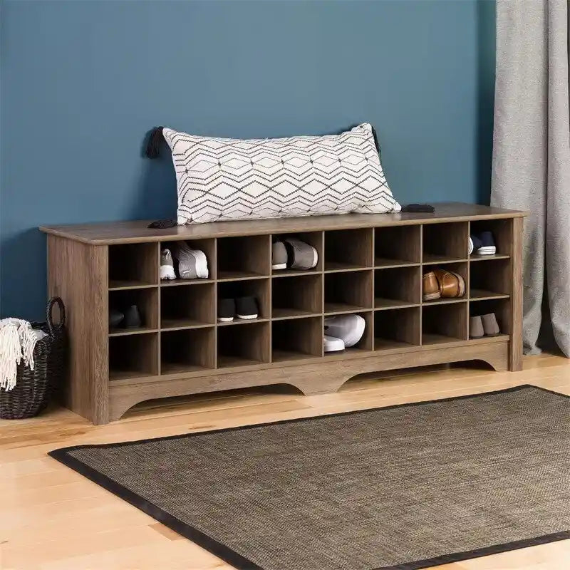 24 Pair Shoe Storage Cubby Bench - 15.5D x 60W x 20.25H