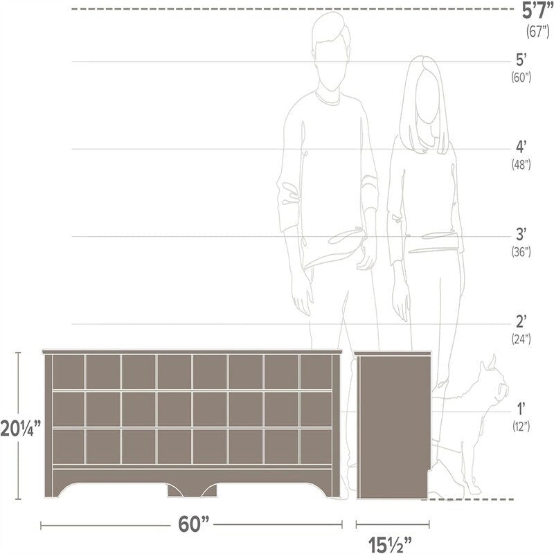 24 Pair Shoe Storage Cubby Bench - 15.5D x 60W x 20.25H