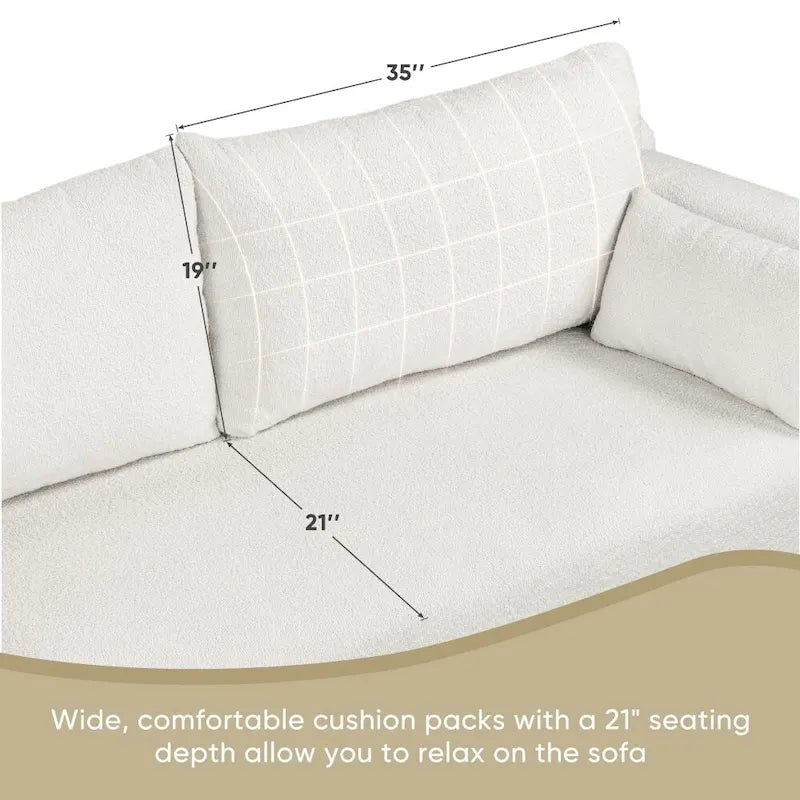 Modern Loop Yarn Fabric Sofa with Extra Wide Domed Arms