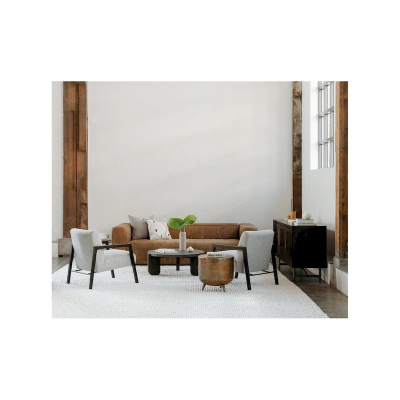 Tavolino d'accento rustico in alluminio stile tamburo - 19W x 19D x 18H