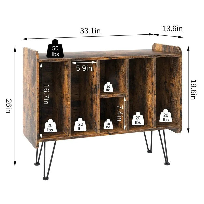 Grande mobile porta dischi in vinile - 13.6D x 33.1W x 26H
