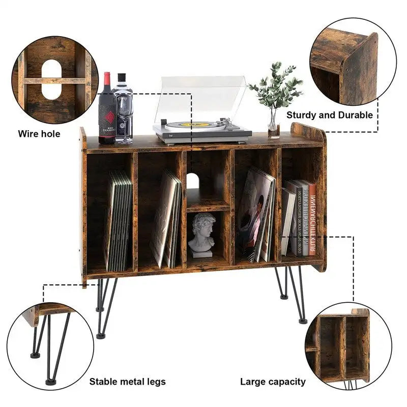 Grande mobile porta dischi in vinile - 13.6D x 33.1W x 26H