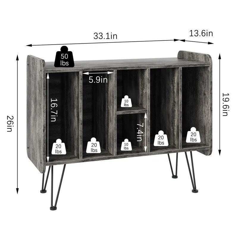 Grande mobile porta dischi in vinile - 13.6D x 33.1W x 26H