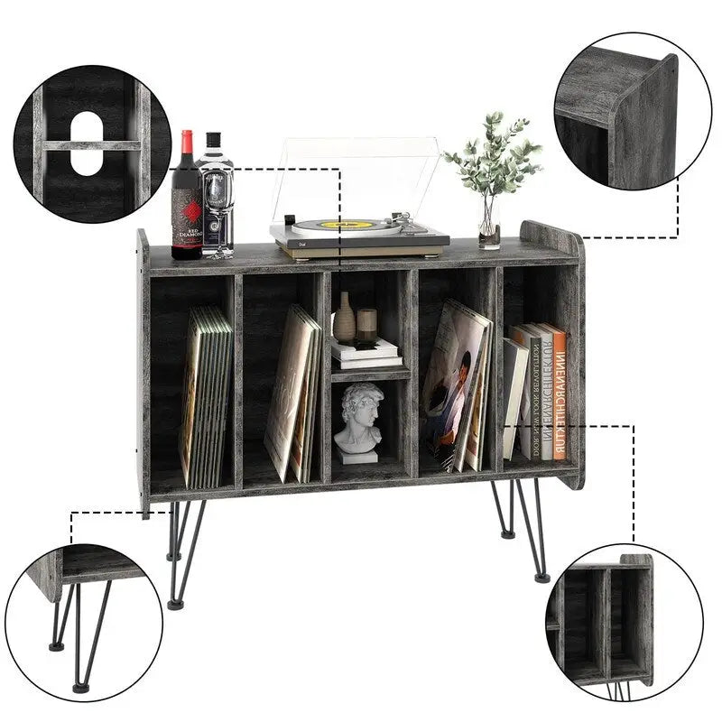 Grande mobile porta dischi in vinile - 13.6D x 33.1W x 26H